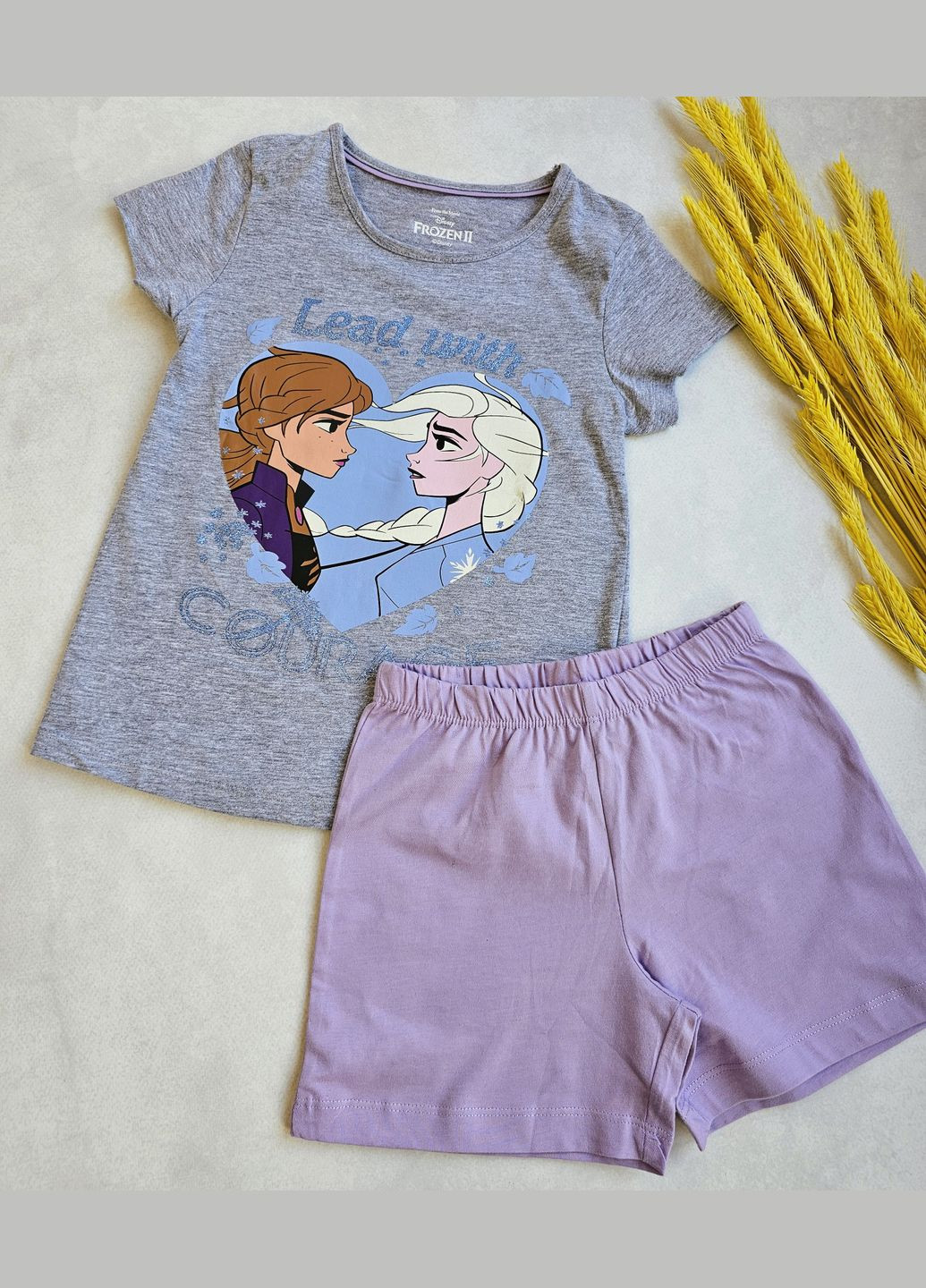 Сіра всесезон дитяча піжама футболка та шорти для дівчаток Lupilu Піжама