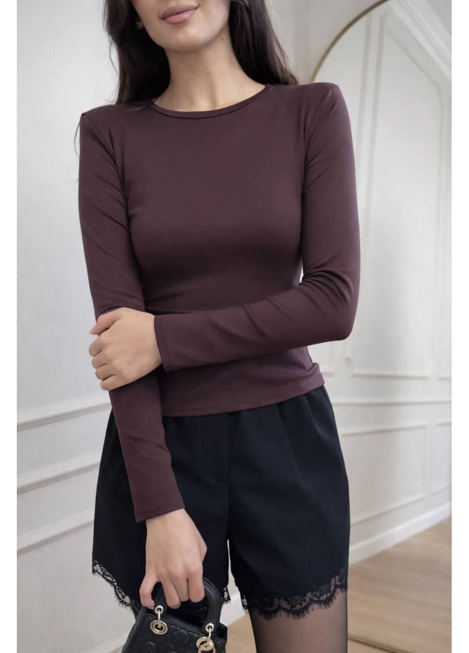 Лонгслив женский базовый. Шоколад No Brand (377857538)