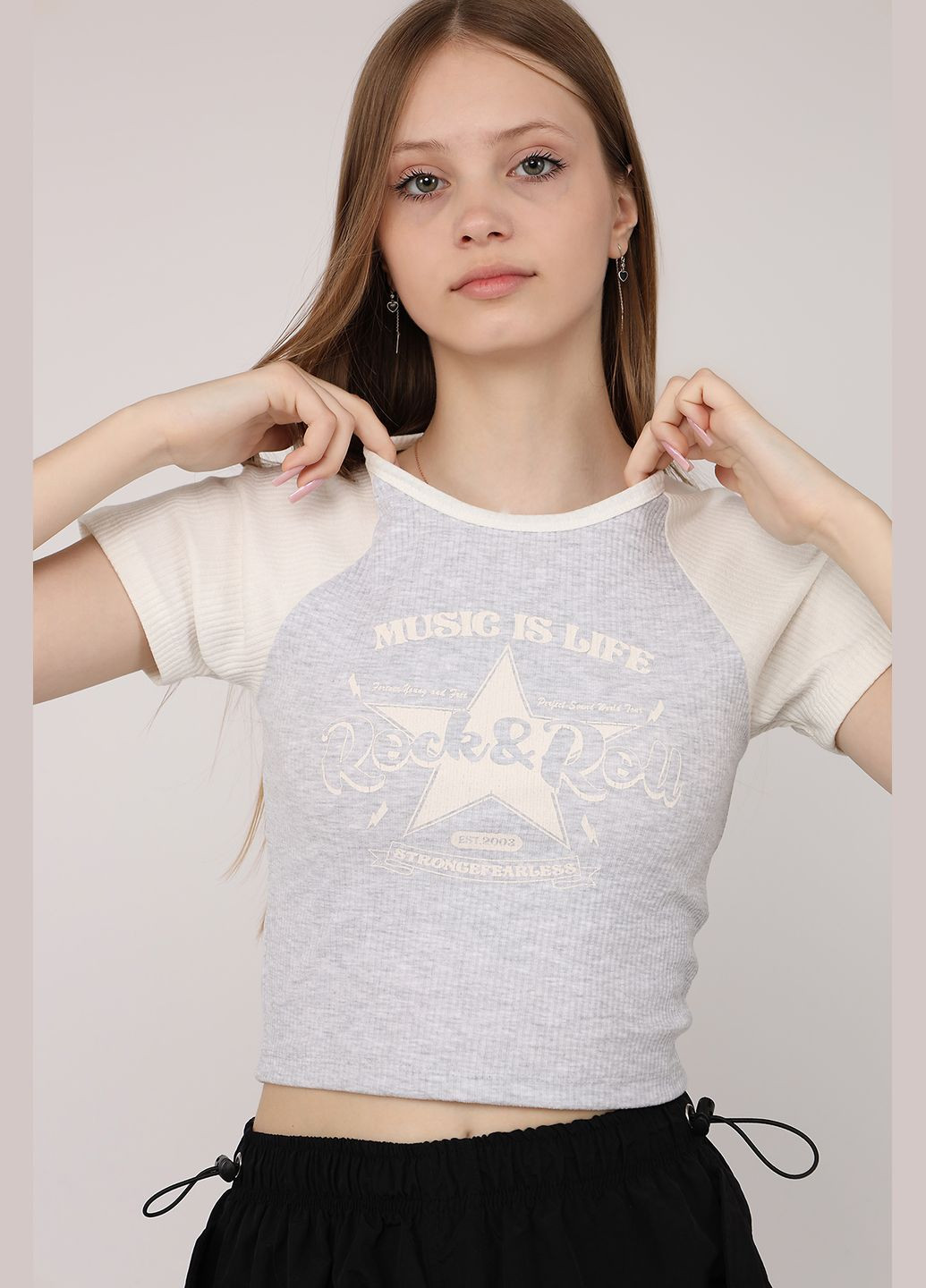 Футболка з коротким рукавом жіноча колір світло-сірий CB-00275576 Divon - (330357933)