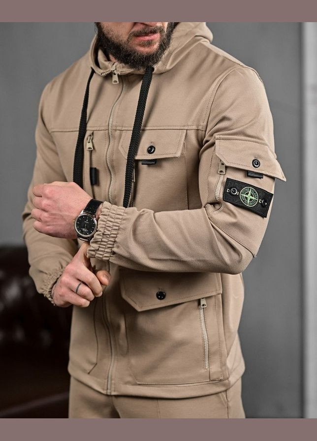 Стильный мужской спортивный костюм Stone Island бежевый Freedom (339882920)
