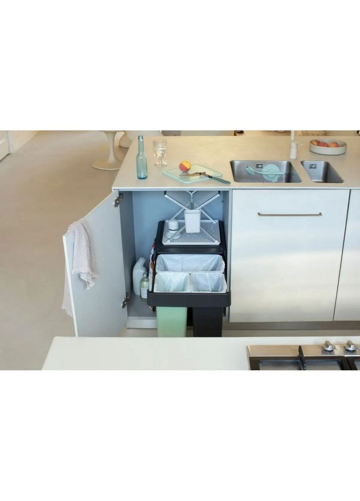Бак для сміття SortandGo 3 шт 10 л+10 л+20 л темно-сірий+зелений 232541 Brabantia (317303216)
