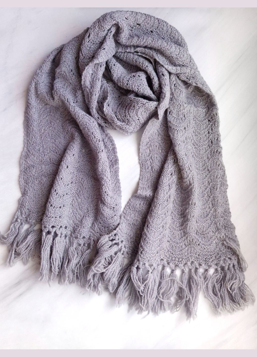 Шарф женский ажурная вязка весна-осень 214х43 см No Brand (323137155)