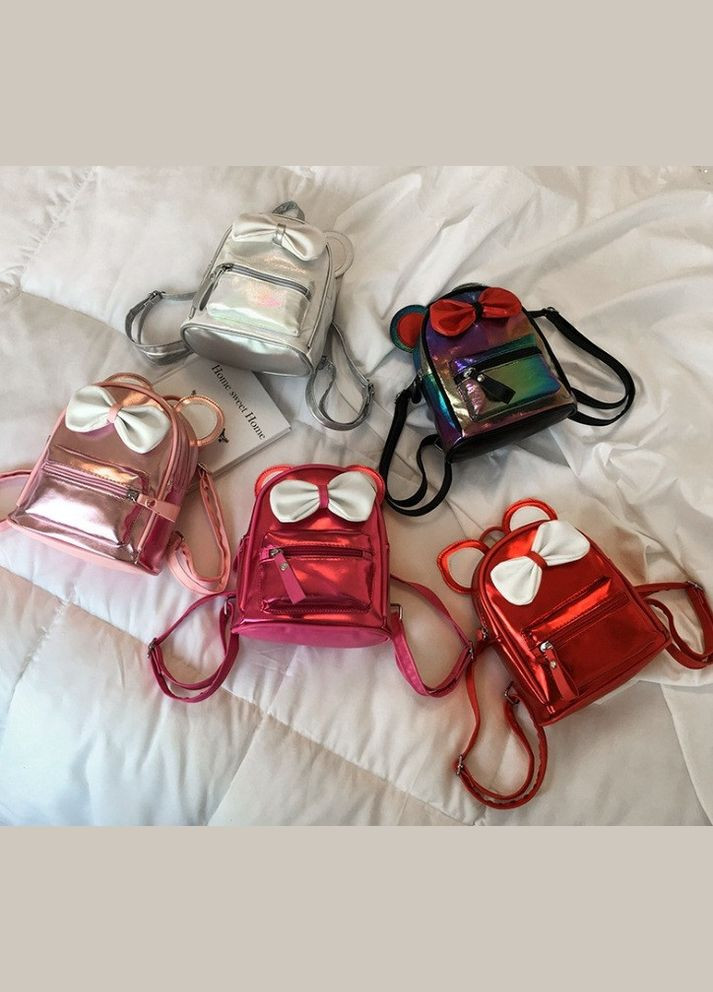 Маленький детский рюкзак Микки Маус с ушками и бантиком, мини рюкзачок для девочек блестящий с ушами (BRT) Brettani (362412045)