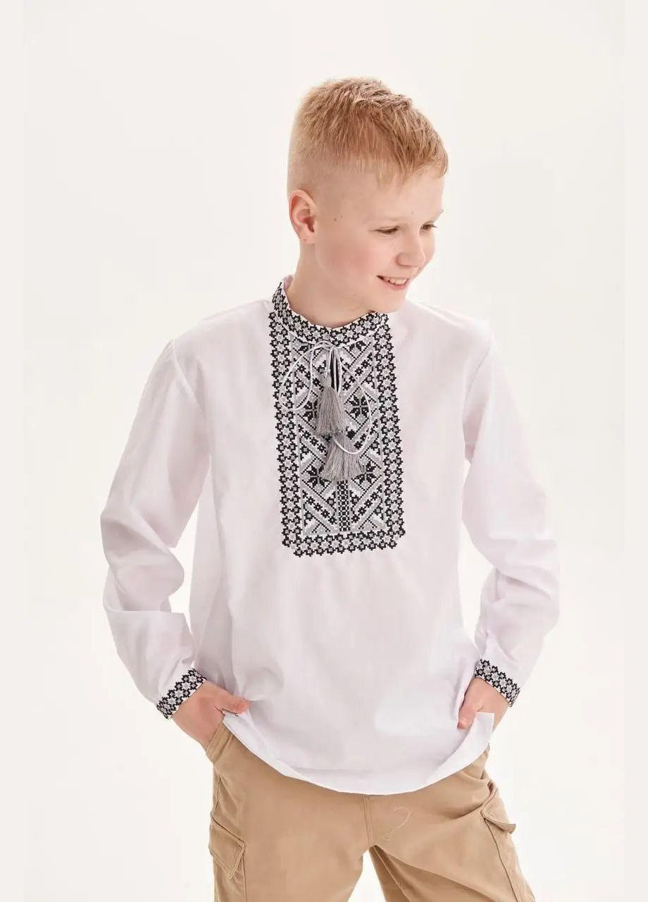 Біла вишиванка для хлопчика гриць сіра вишивка (359472835)