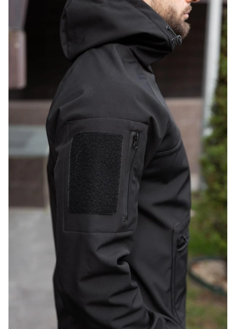 Куртка чоловіча демісезонна чорна Анорак Softshell Seli No Brand (395643317)