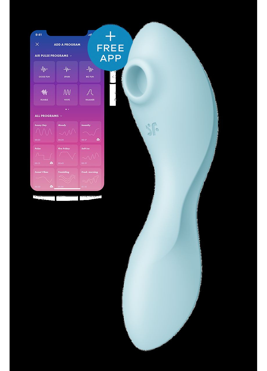 Двойной смарт-вибратор с вакуумной стимуляцией Curvy Trinity 5 + голубой Satisfyer (383098478)