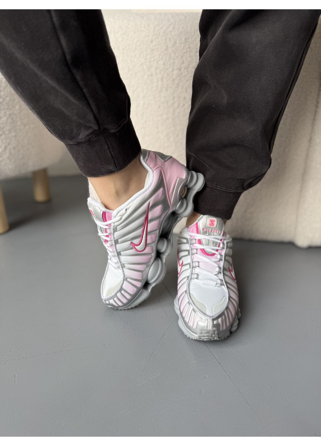 Розовые летние кроссовки nike shox tl pink найк шокс тл No Brand