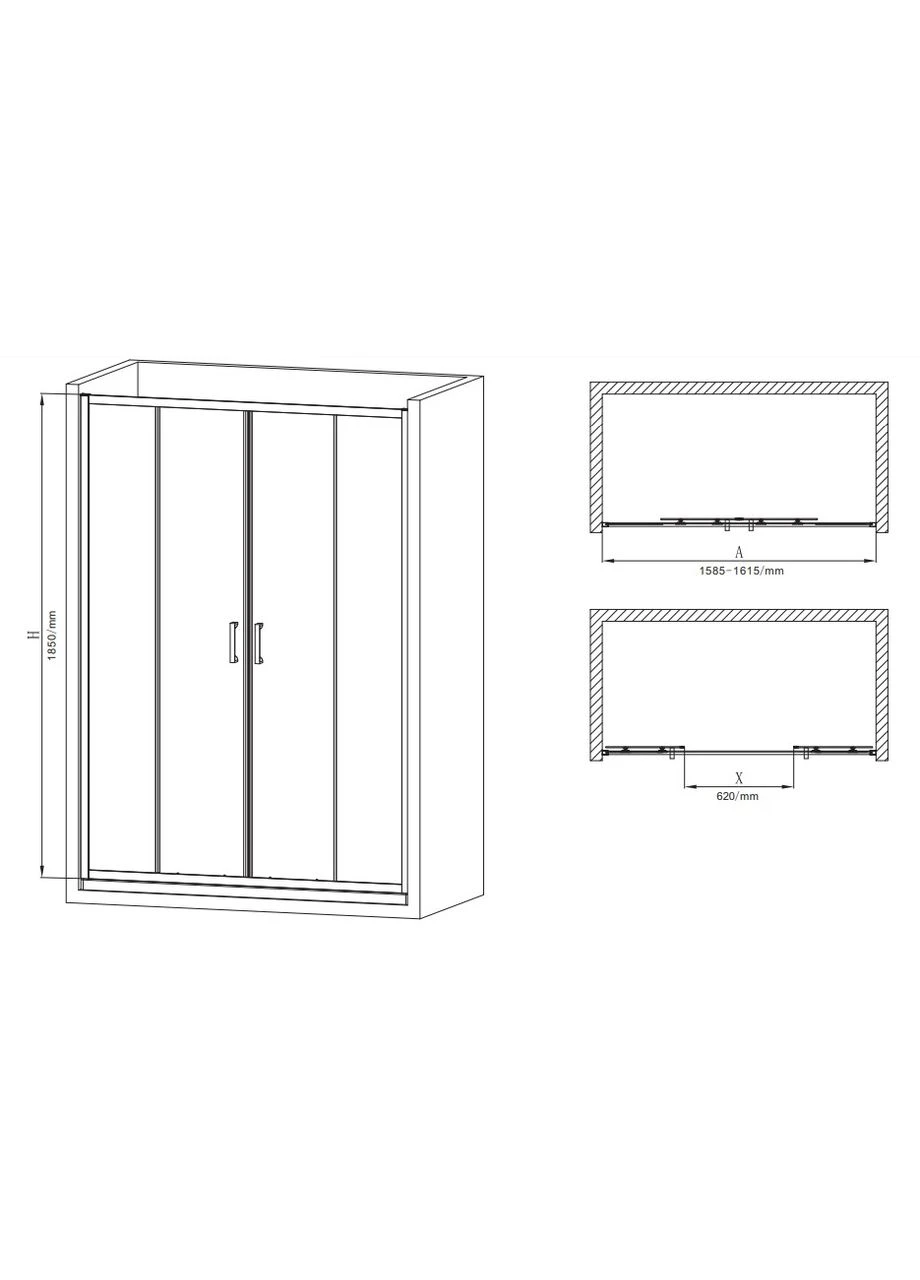 Дверь в нишу DIVERSE Black прозрачное стекло 5мм (MI6879) Mixxus SD01-160x185-TR (388168406)