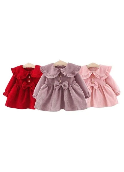 Рожева вельветова сукня принцеси з великими лацканами, рожева, 110 см Diana Textile (371136383)