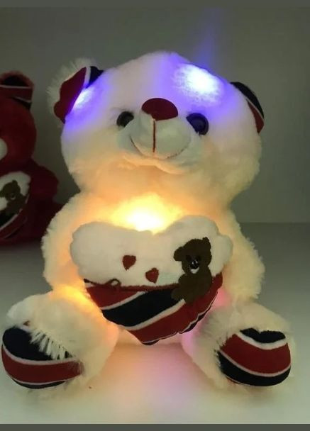 М'яка іграшка Ведмедик з серцем зі світловими та звуковими ефектами 25 см бежевий (2079385297) No Brand (328261743)