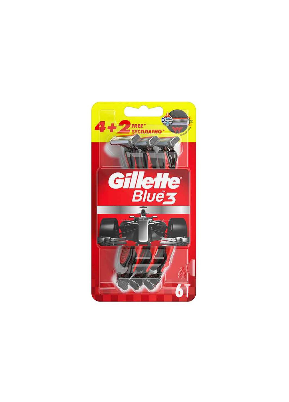 Бритви одноразові 6шт Blue 3 Red Gillette (357221258)