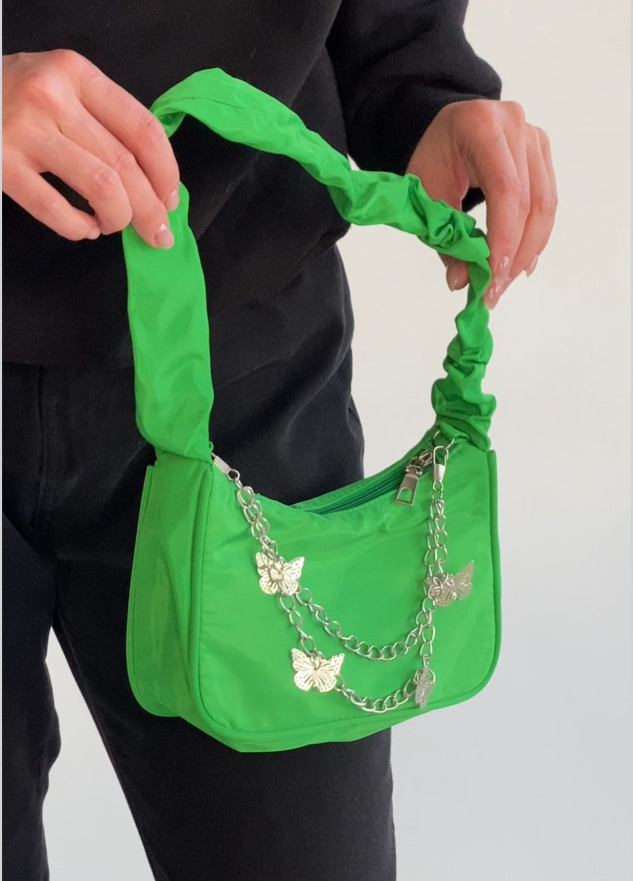 Женская сумка 6579 через плечо клатч на короткой ручке багет зеленая No Brand (292631155)