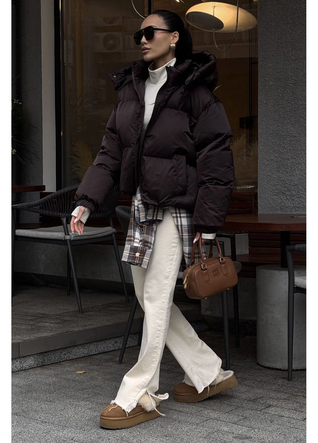 Коричневий зимній Пуховик Jadone Fashion