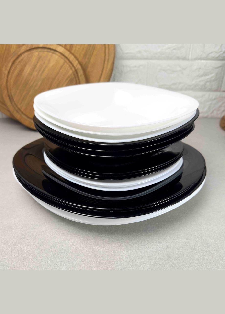 Столовий сервіз чорно-білий квадратний Carine Black/White 18 предметів (N1479) Luminarc (303137971)