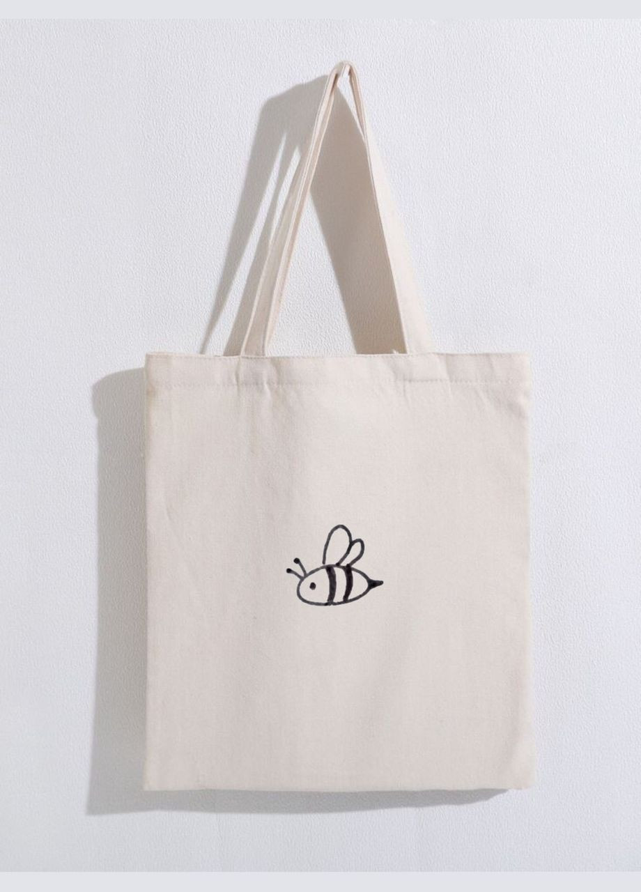 Эко сумка шопер бежевый с принтом "Пчелка" Handmade (292713509)