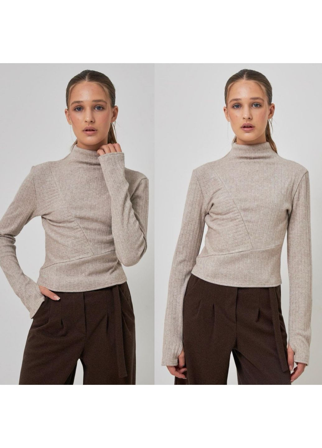 Гольф утеплений рубчик кашемір з розрізом під пальчик No Brand (365957080)