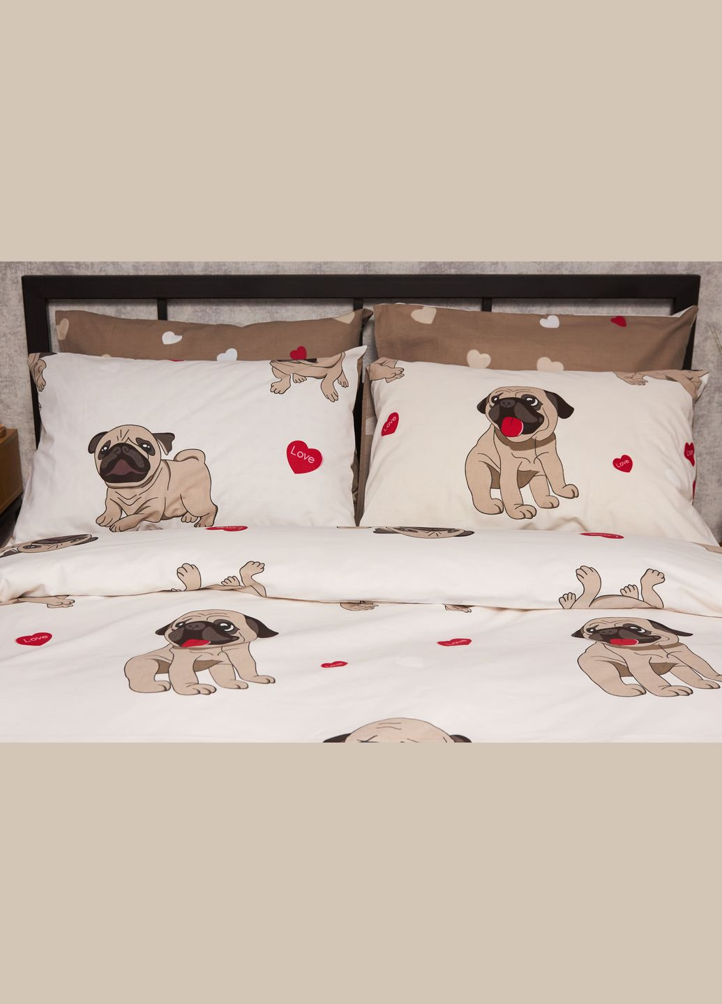 Комплект постільної білизни Бязь Gold Люкс «» полуторний 143х210 наволочки 4х50х70 (MS-820005723) Moon&Star Bulldog Love (302973797)