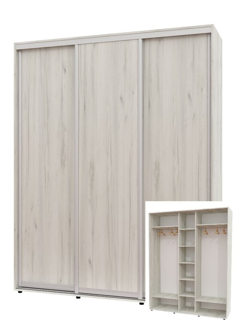 Шафа-купе тридверна 200*60*240 см Дуб крафт білий 3 двері ДСП ШК-04 Алекса (356774176)