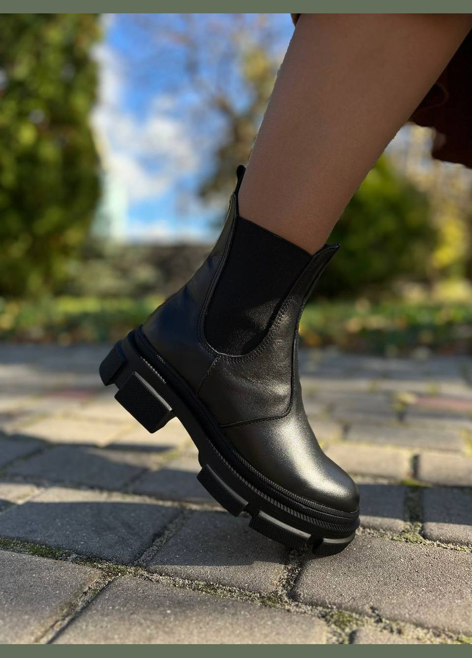 Зимние ботинки челси женские из натуральной кожи (1841) No Brand