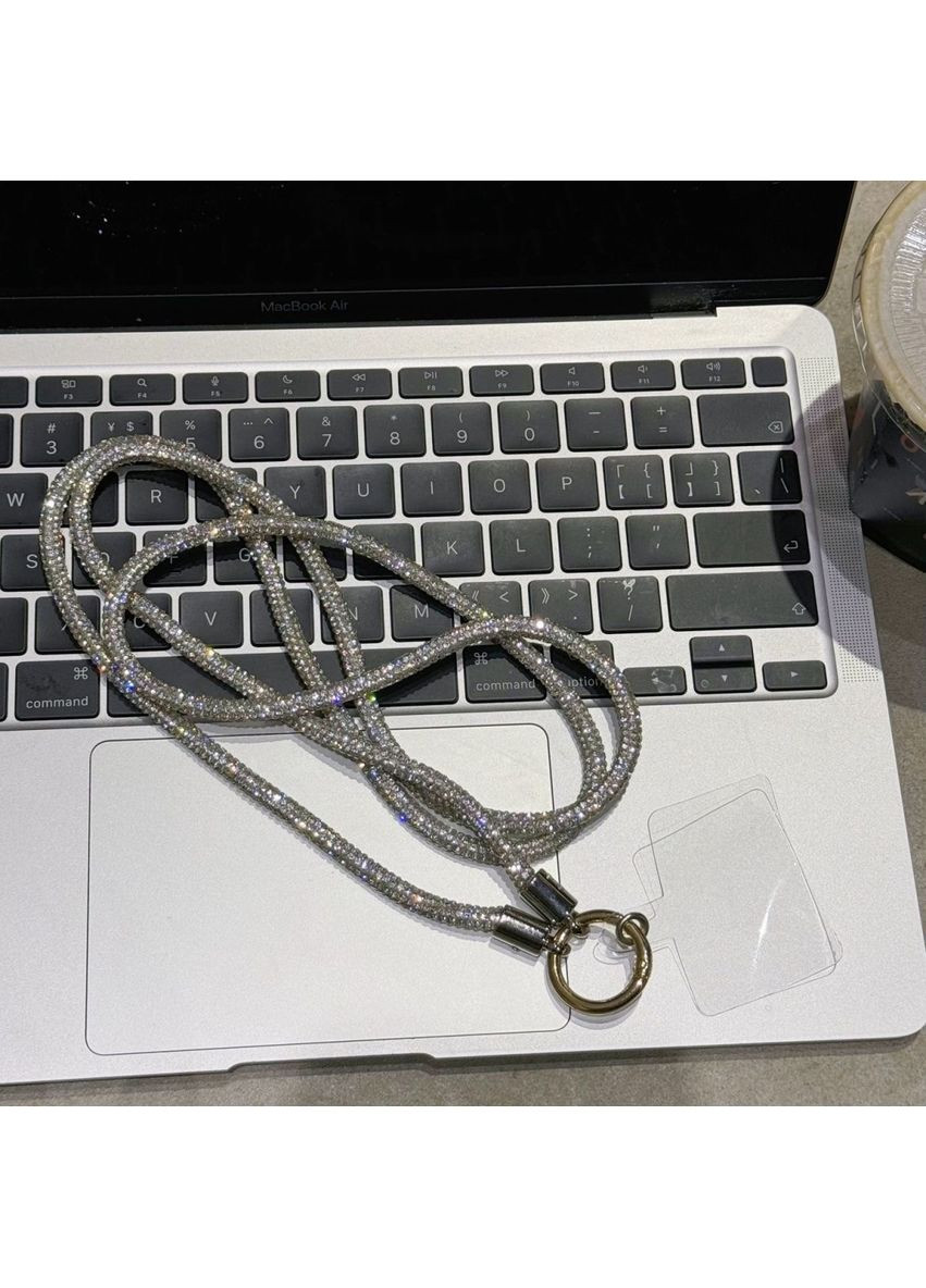 Блискучий ремінець-шнурок для телефону зі стразами на шию через плече. Сріблястий No Brand (328958138)