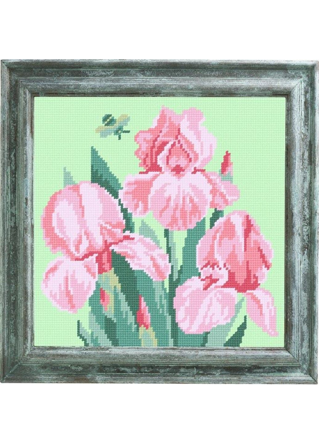 Набір для вишивки хрестиком "Рожеві іриси" півники Zweigart Madeira муліне 25х25 см No Brand (333165342)