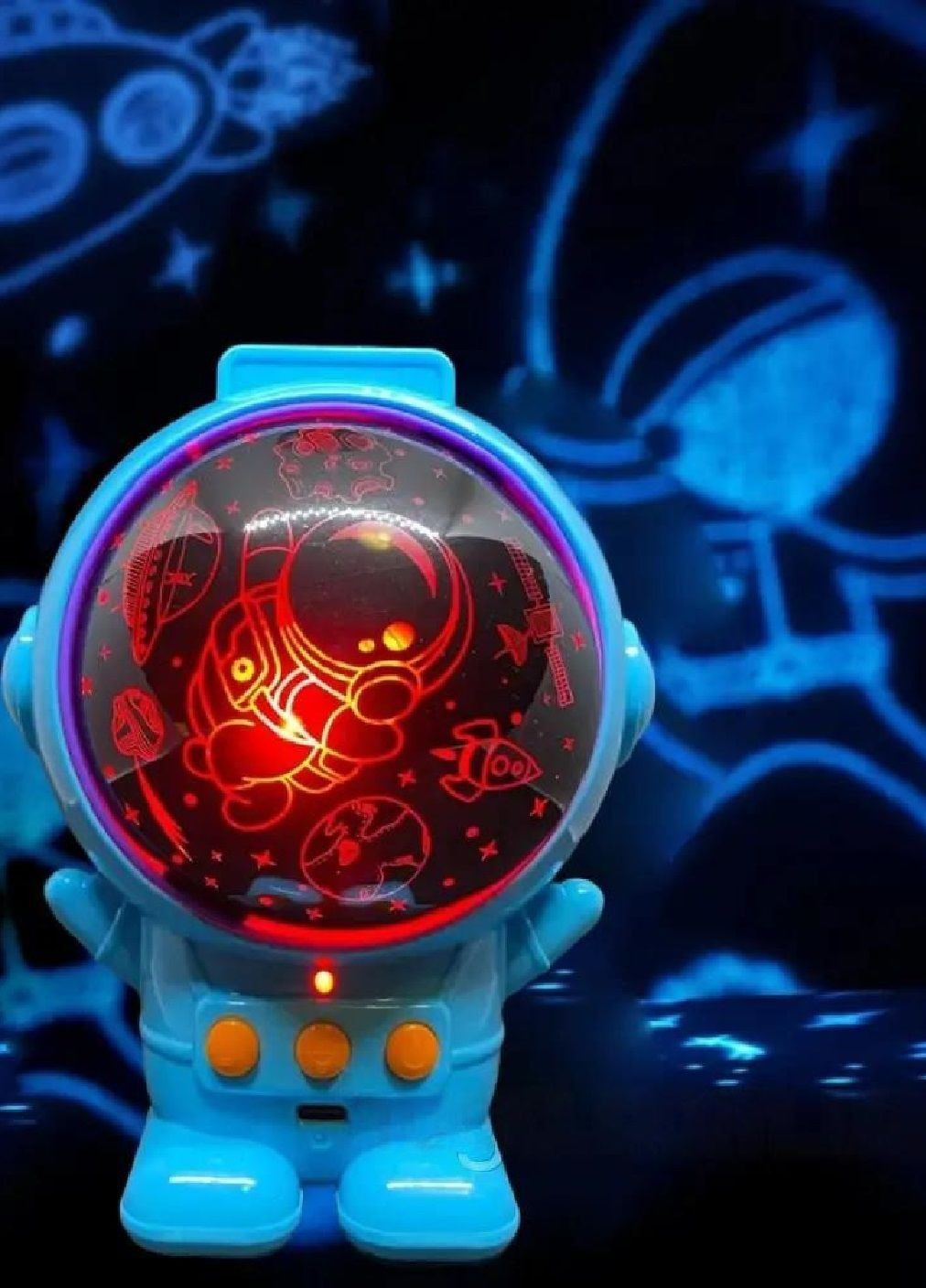 Ночник проектор звездного неба лампа светильник светодиодный с USB космонавт для детей взрослых всей семьи (476451-Prob) Синий Unbranded (282739571)