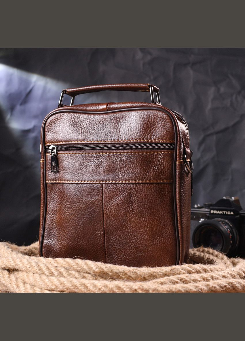 Чудова чоловіча сумка з натуральної шкіри 21279 Коричнева Vintage (331907792)