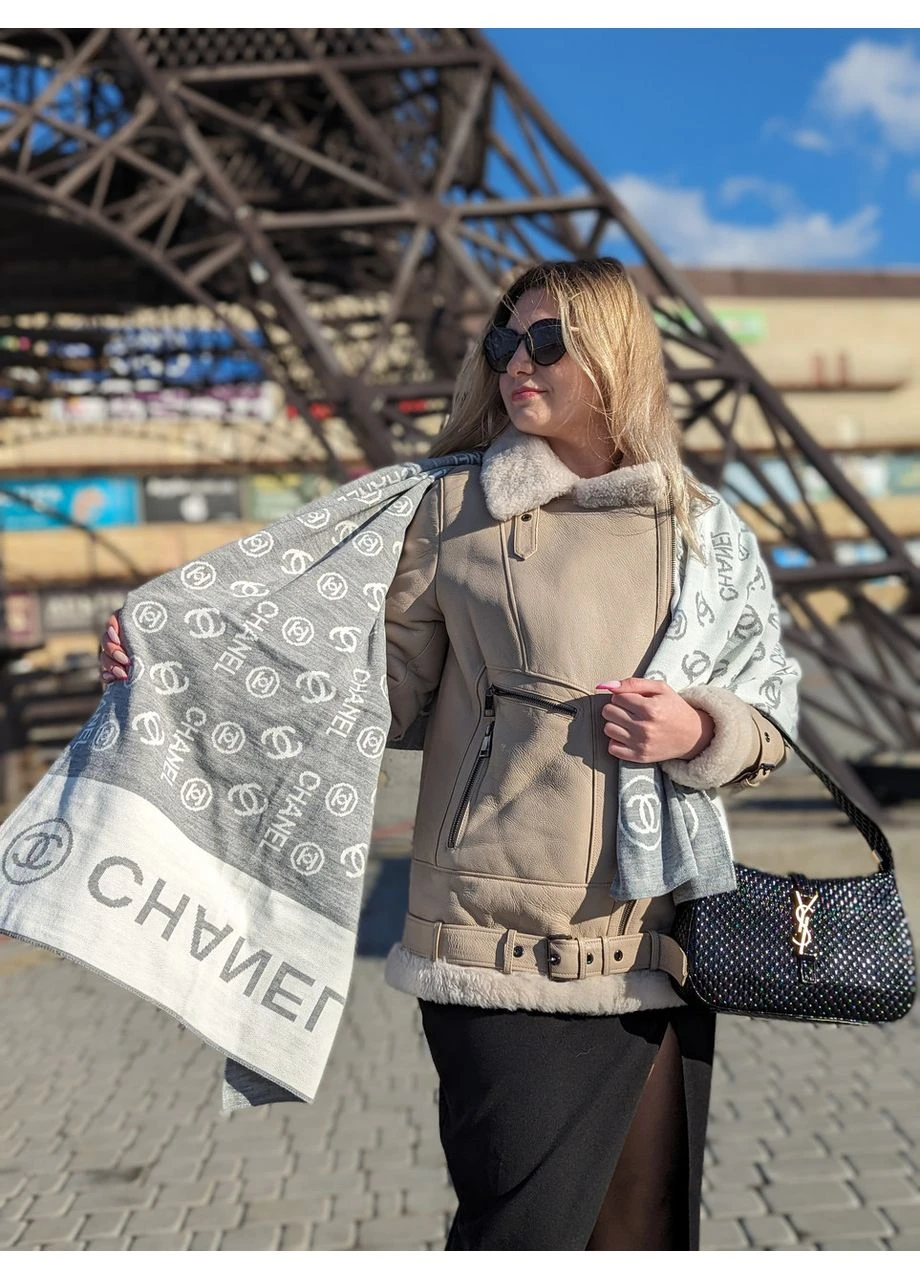 Палантин Жіночий Шарф двосторонній сірий No Brand (383981965)