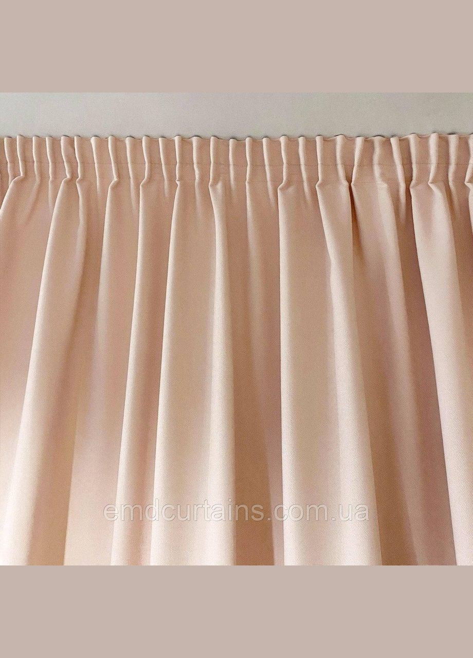 Комплект штори 2 шт з підхватами 280х250 см мікровелюр Рожево-пудровий тюль бамбук 450 см Тепло-білий No Brand (337357055)
