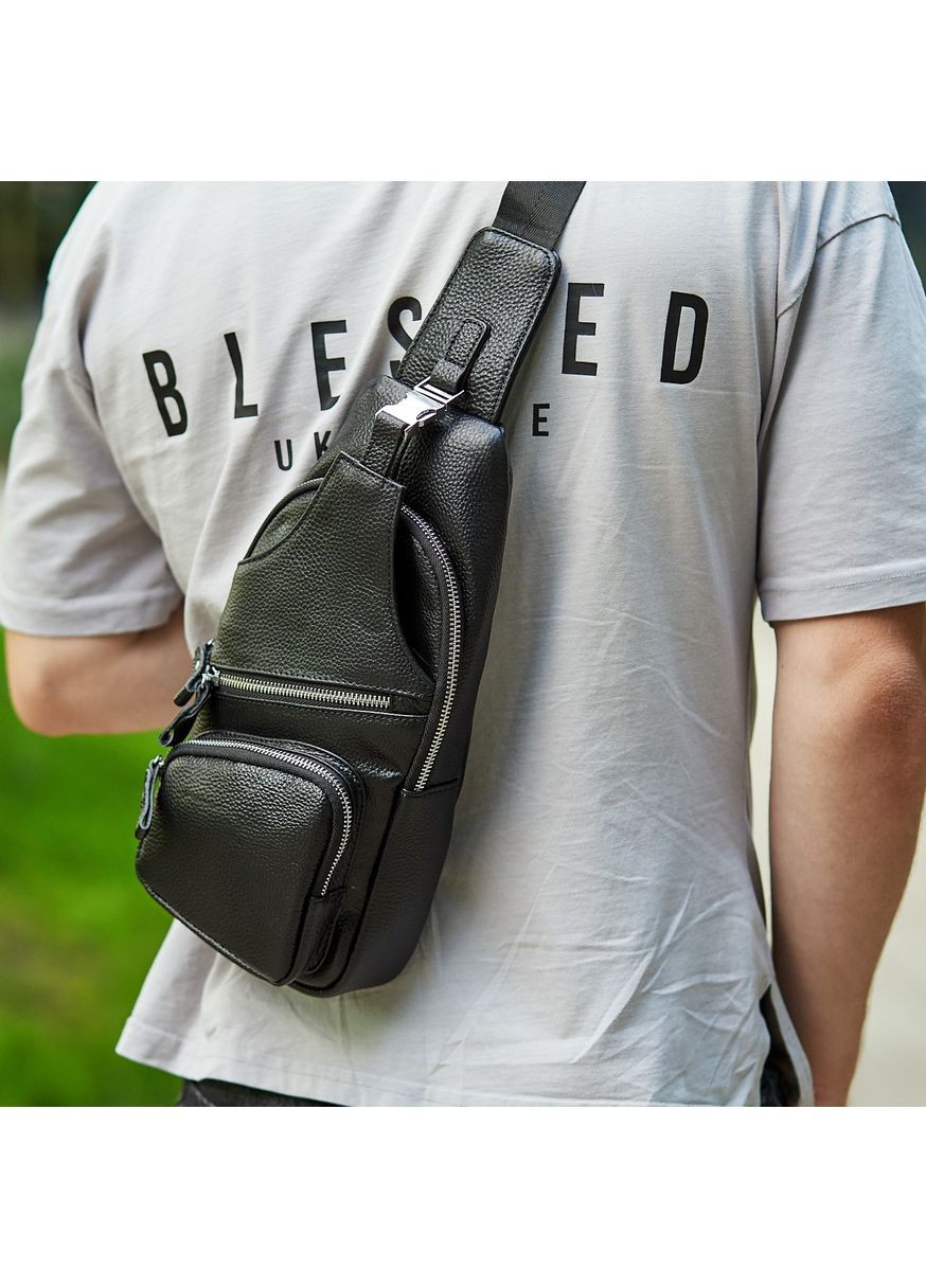 Сумка-слинг мужская на плечо 17х32х7, кожаный нагрудный рюкзак для города MK16094 Tiding Bag (370159502)