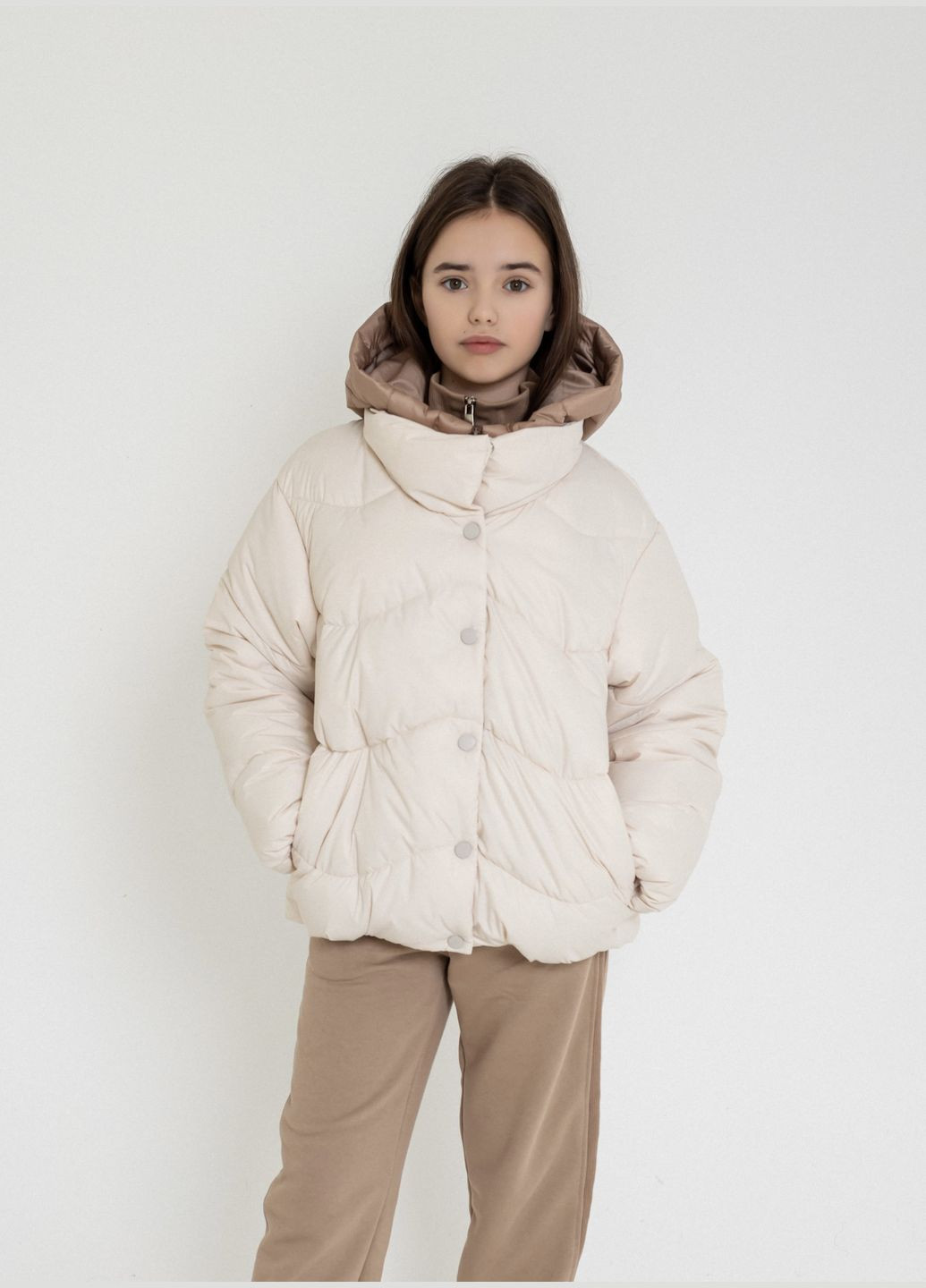 Комбінована демісезонна куртка карамельно - капучиновий Cvetkov Анабель