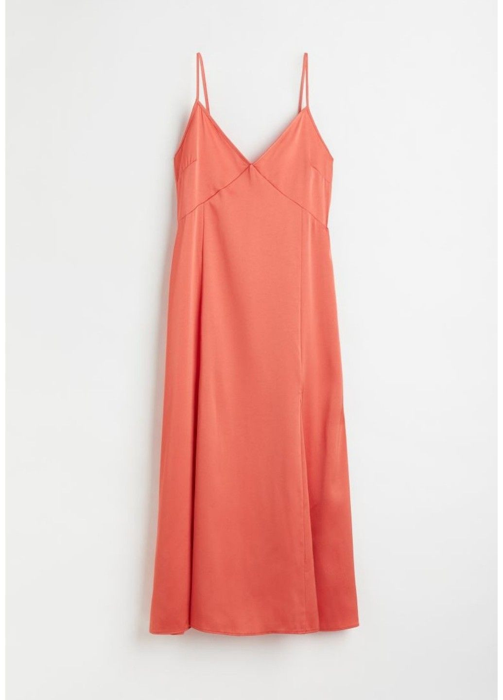 Оранжевое коктейльное женское атласное платье на бретелях н&м (57037) m оранжевое H&M