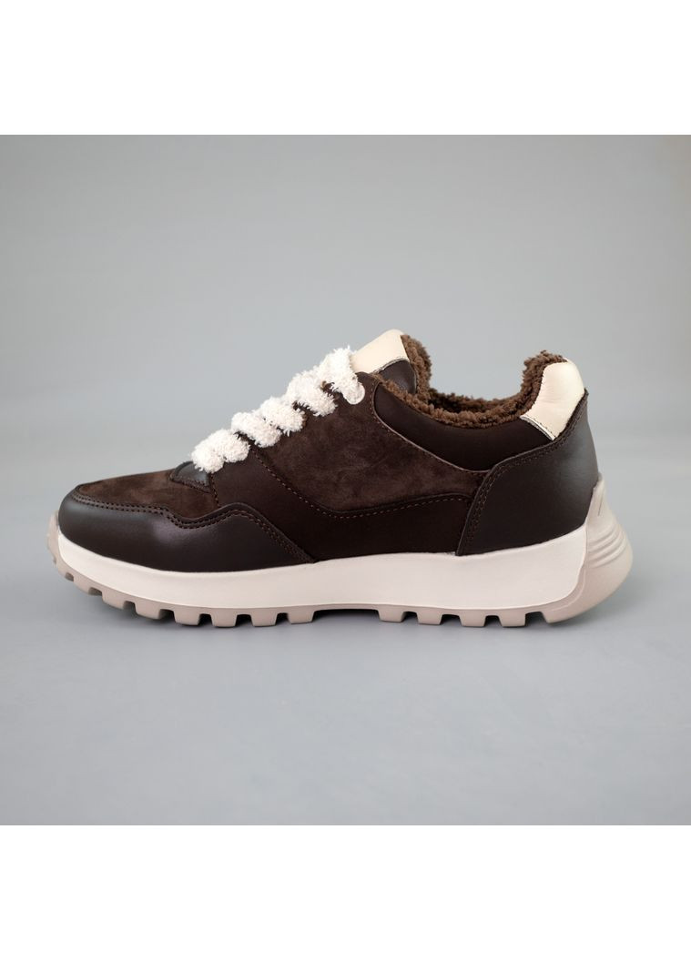 Кросівки жіночі нубук на хутрі Sav коричневі (359227053)