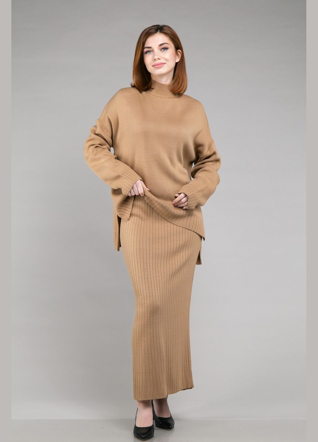 Костюм кофта зі стійкою+спідниця міді ONE SIZE CHICLY (316034763)