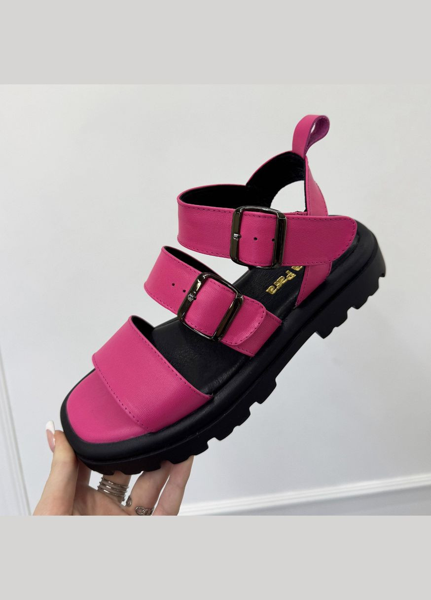 Фуксия босоножки кожаные женские с квадратным носочком.. 37 размер Vasha para с ремешком