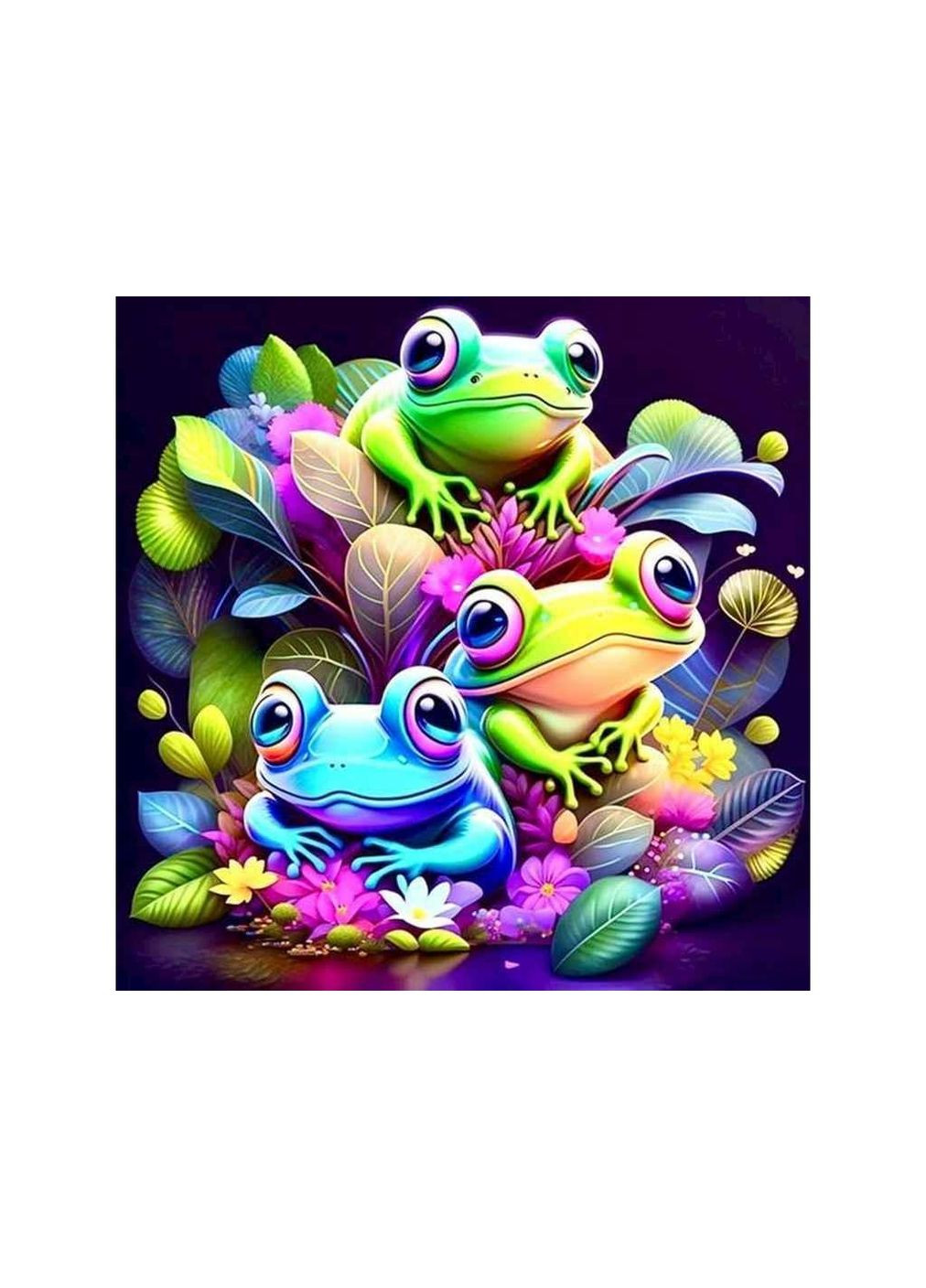 Набор для росписи по номерам Разноцветные лягушонки 40х40см на черном фоне AV4040-3 ТМ Strateg (317050429)