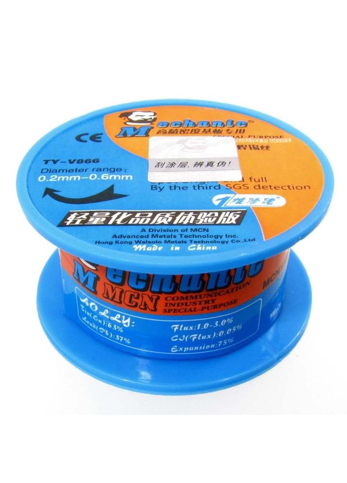 Припій TY-V866 / Sn 63%, Pb 37% / 40 г / 0,2 мм Mechanic (322566991)
