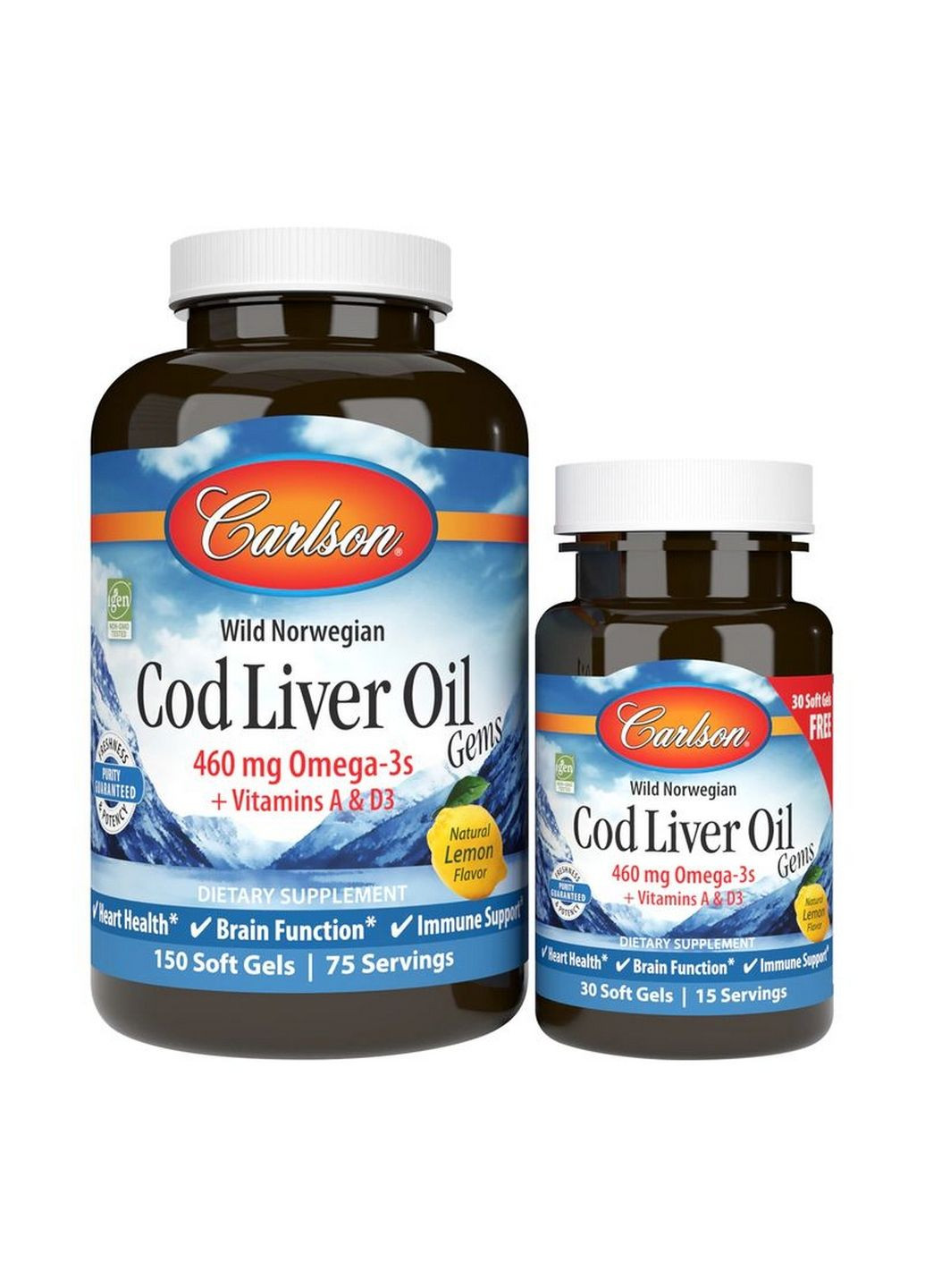 Жирные кислоты Cod Liver Oil Gems, 150+30 капсул Carlson Labs (293417946)