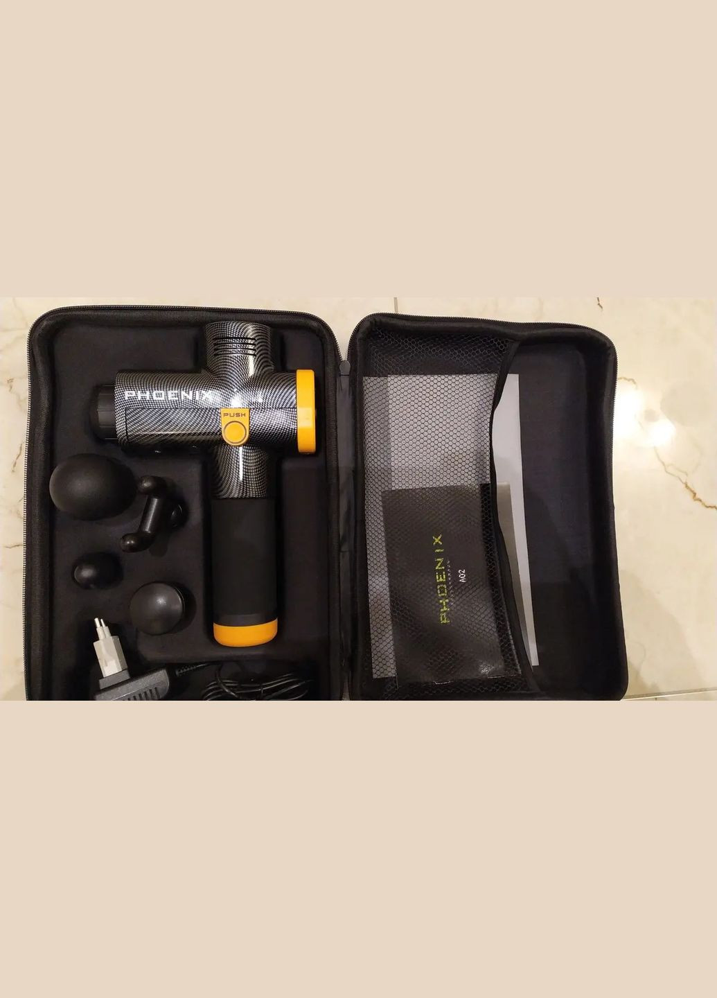 Массажный ударный пистолет триггерных точек A2 (4 насадки) сенсорный Черный Phoenix (336381403)