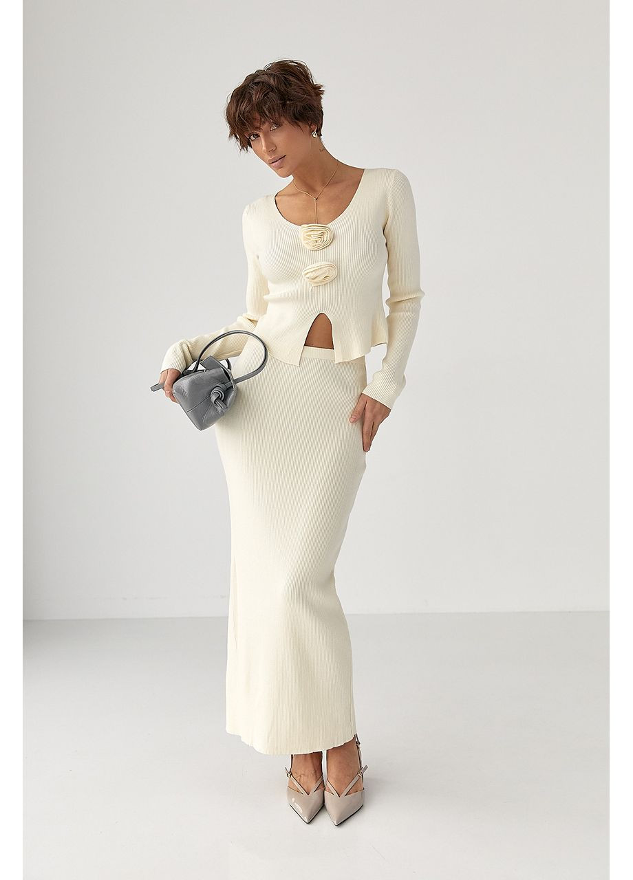 Приталений костюм у рубчик з кофти та спідниці Lurex (368276474)