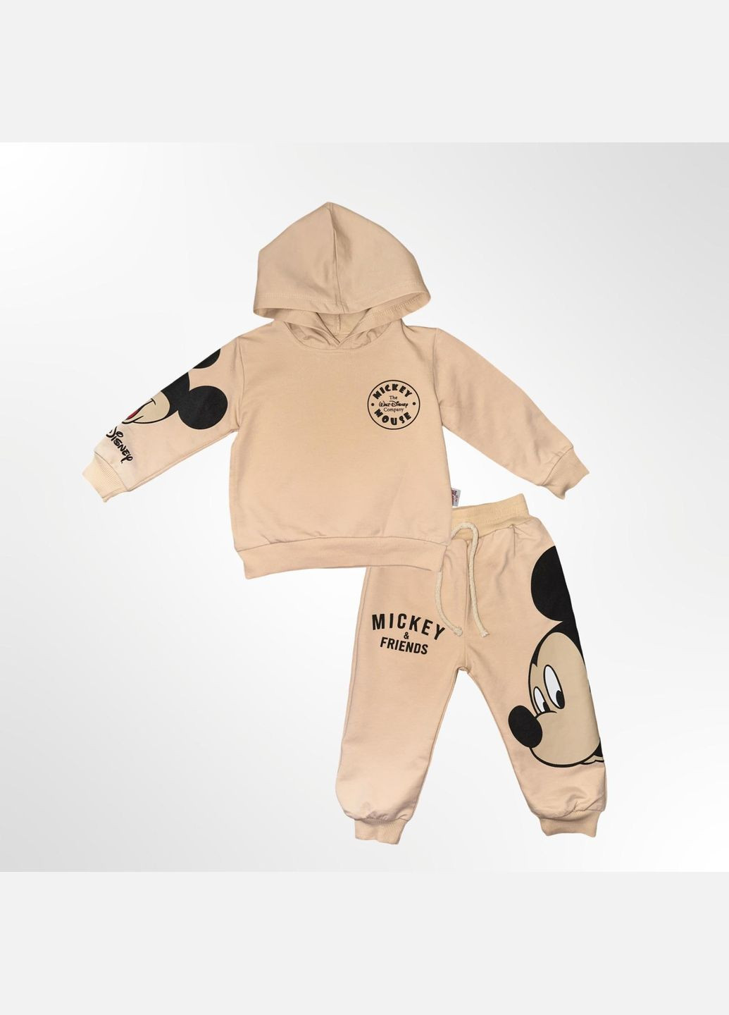 Темно-бежевий демісезонний комплект mickey штани з кофтою 1,5-5 років 92-110 см бежевий (0971-12) Murat baby