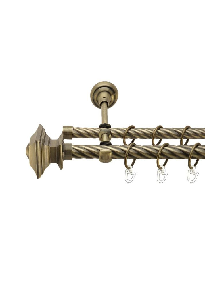 Карниз Борджеза металлический двухрядный открытый скрученная труба Антик 19\16 мм 160 см (00-00017425) ORVIT (300278439)