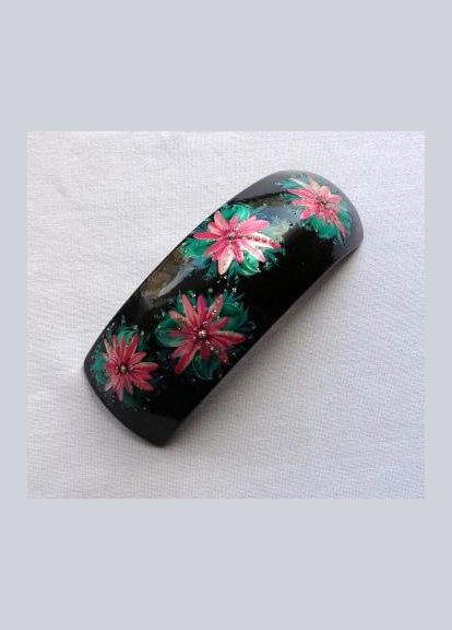 Заколка-автомат чорна для волосся з ручним розписом "Кучерява Лілія" No Brand (349843371)