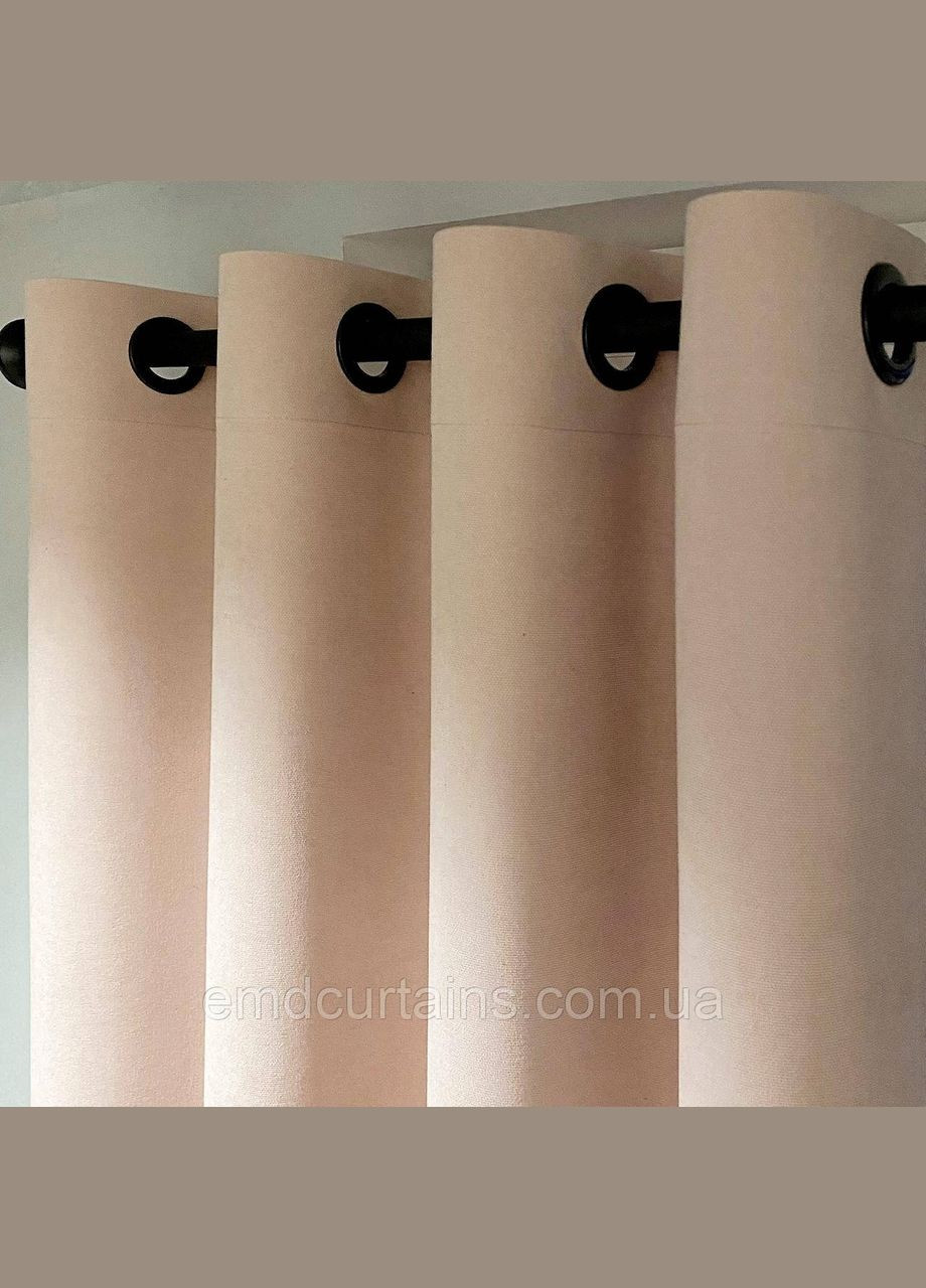 Комплект штори на чорних люверсах 2 шт з підхватами 140х250 см мікровелюр Рожево-пудровий No Brand (337357150)