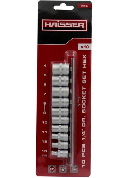 Набор торцевых головок 70187 HEX 1/4" 10 шт (117786) Haisser (309198986)