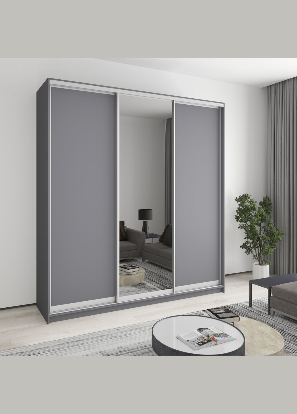 Шкаф-купе трехдверный Стандарт AL 2ДСП/Зеркало 220x60x240 см (MBS-1840) MebelStar (346289647)