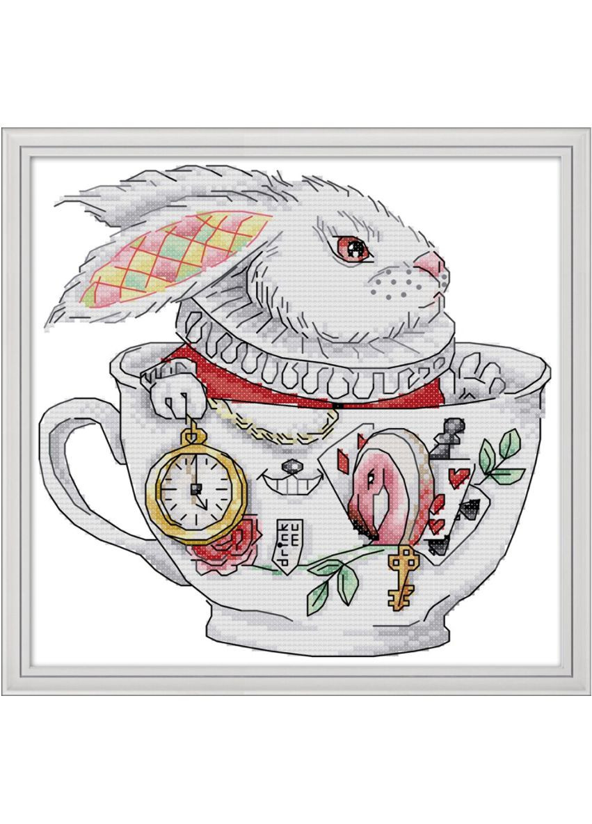 Набор для вышивания по нанесённой на канву схеме "Rabbit cups". AIDA 14CT printed, 26*26 см Joy Sunday (313614230)