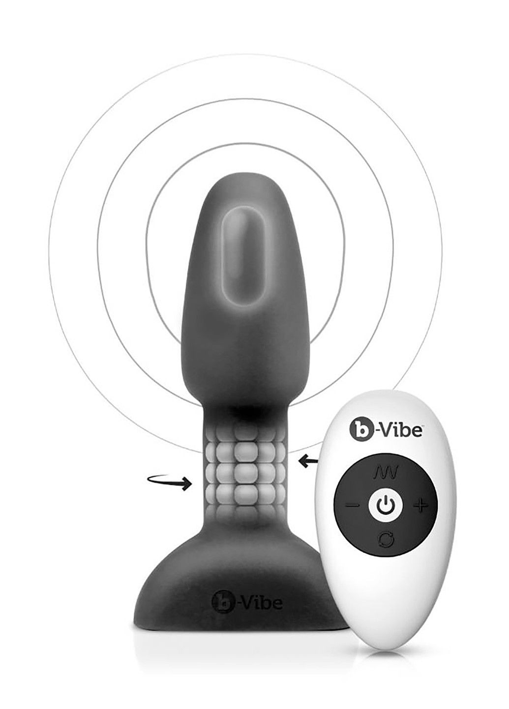 Анальная пробка с вибрацией и вращающимися шариками Rimming Petite, с пультом, черная B-Vibe (292012168)