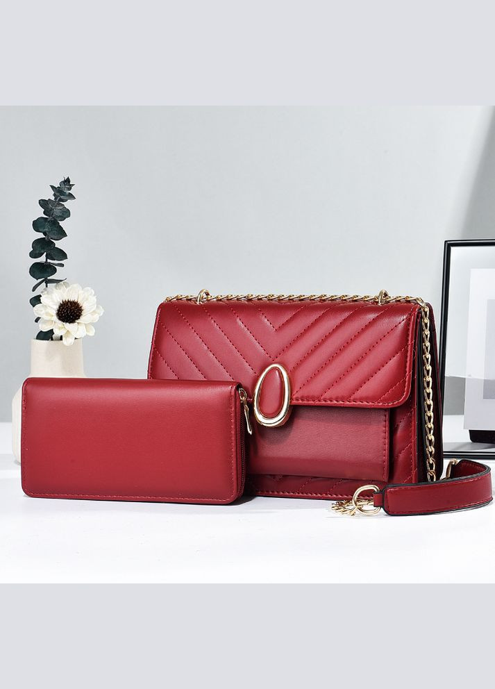 Набор женская мини сумочка клатч с кошельком на молнии экокожа красная (sku_1647К) No Brand (330576583)