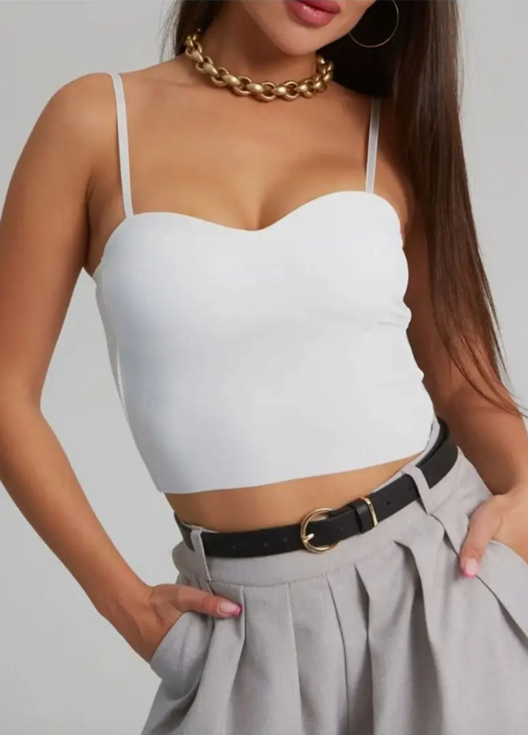 Топ майка женский Ice Silk на бретельках c уплотненными чашечками No Brand (368986074)